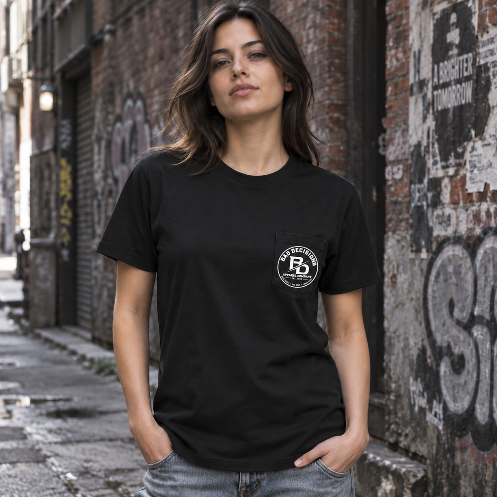 Classic Black Cotton BD Pocket Tee