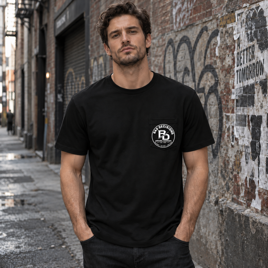 Classic Black Cotton BD Pocket Tee