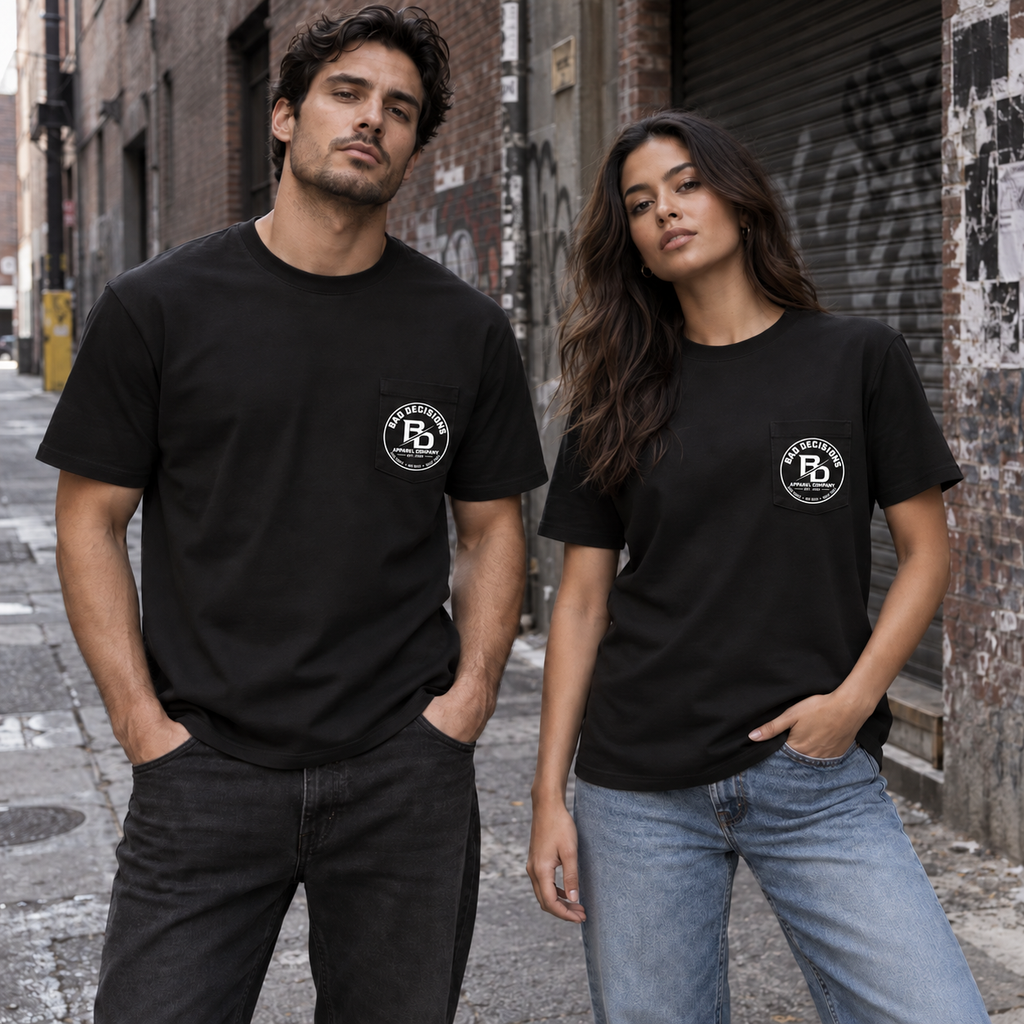 Classic Black Cotton BD Pocket Tee