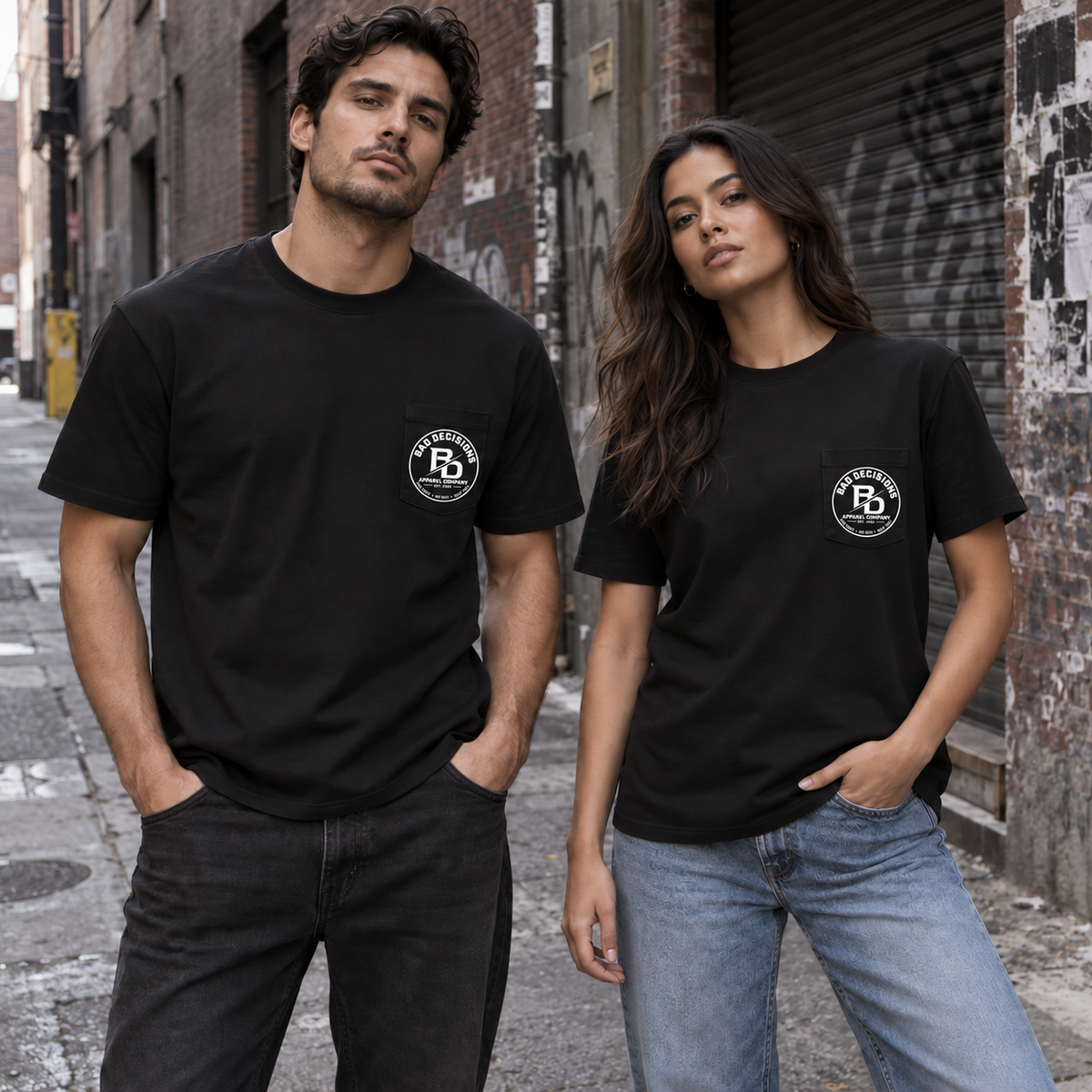 Classic Black Cotton BD Pocket Tee