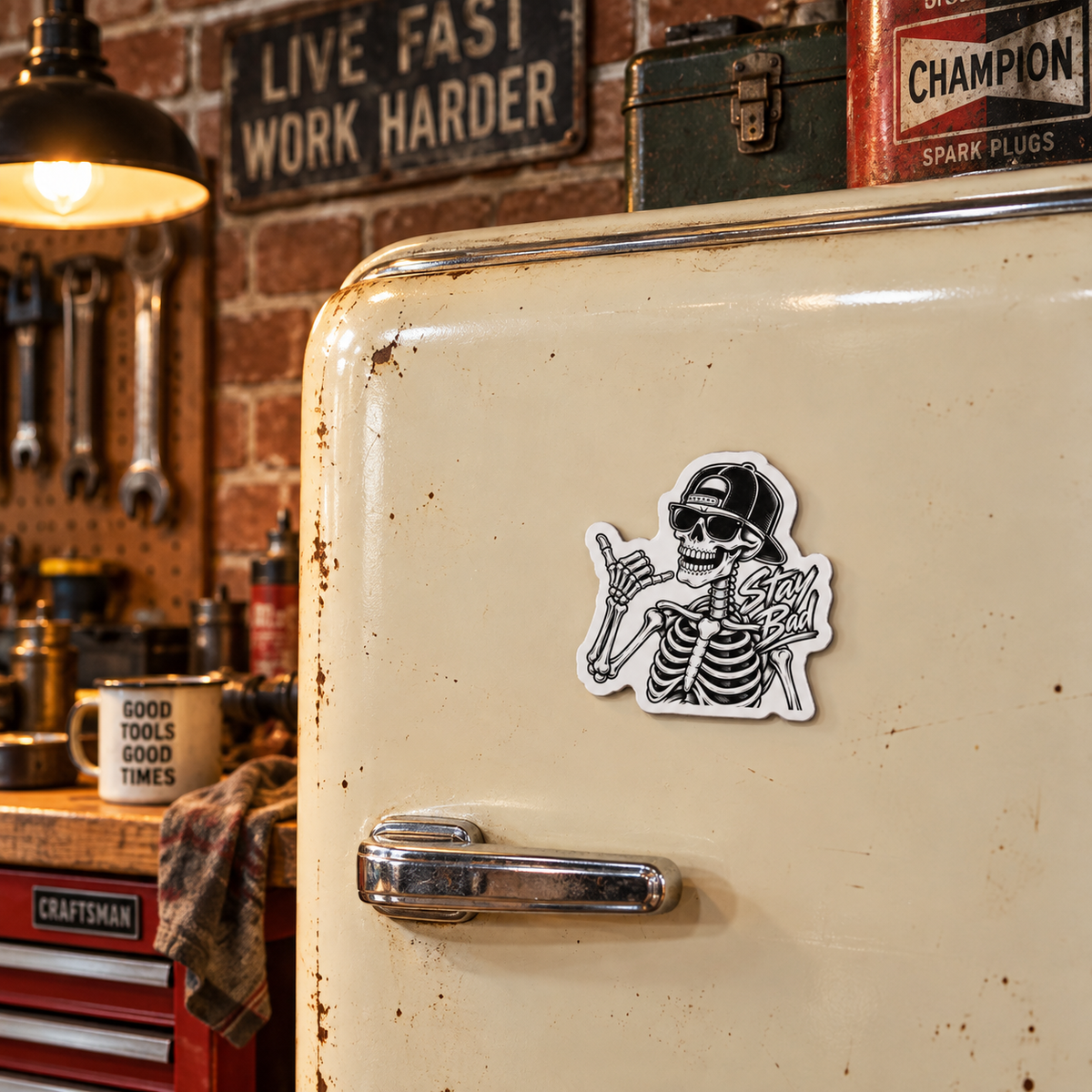 Stay Bad Skeleton Die-Cut Magnet