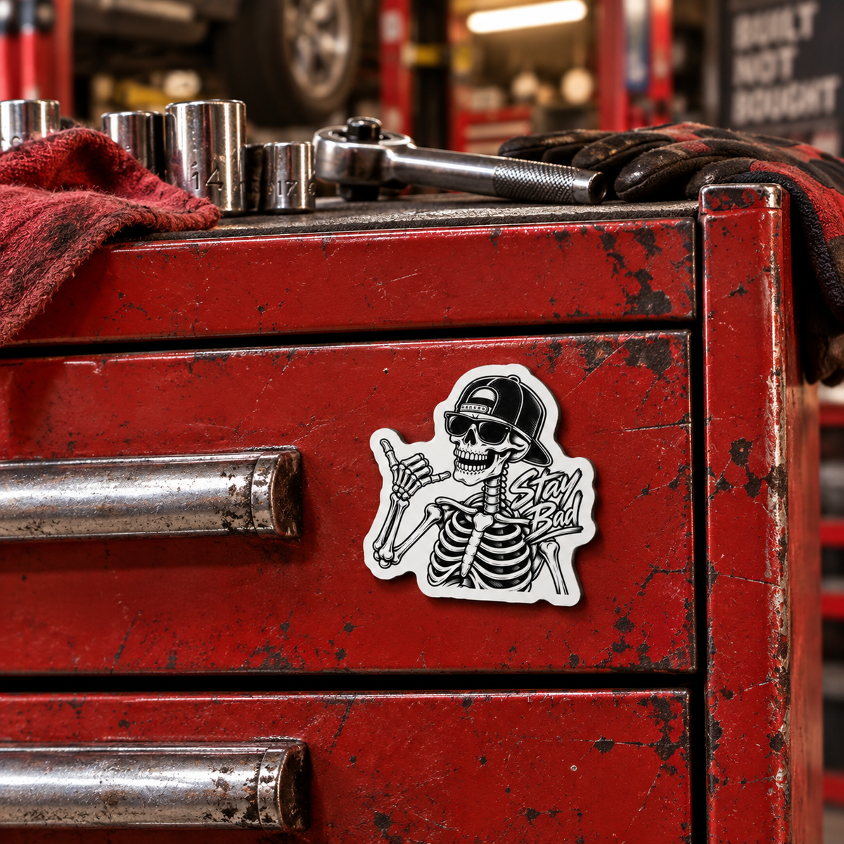 Stay Bad Skeleton Die-Cut Magnet