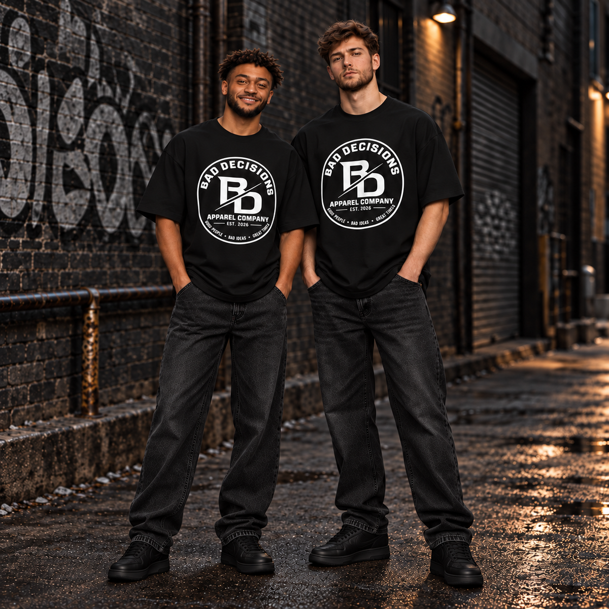 Bad Decisions Apparel Logo Tee — Men's Graphic Oversized T-Shirt