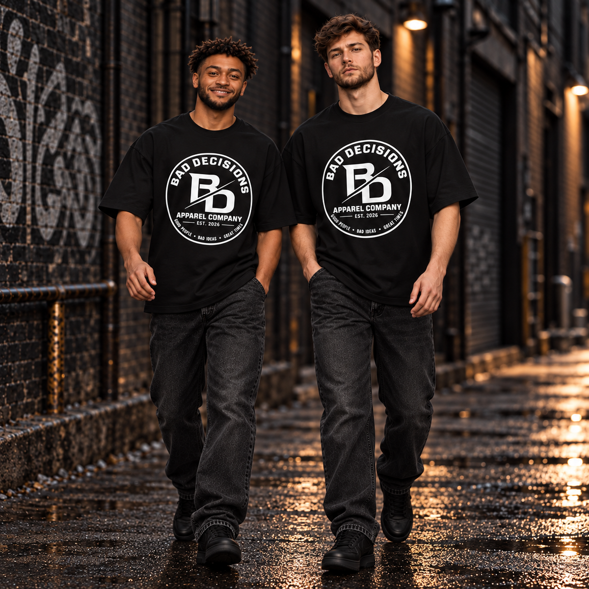 Bad Decisions Apparel Logo Tee — Men's Graphic Oversized T-Shirt