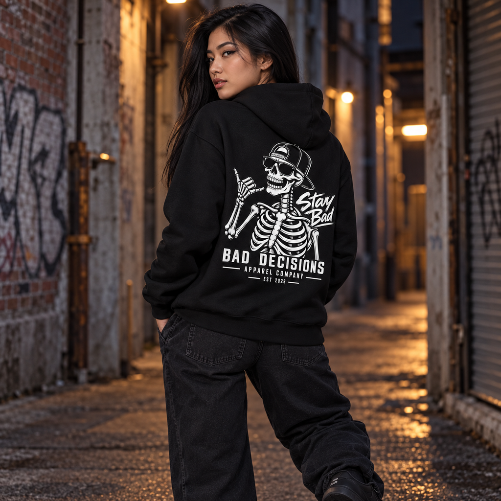 B.D. Bones Hoodie — "Stay Bad" Graphic Pullover