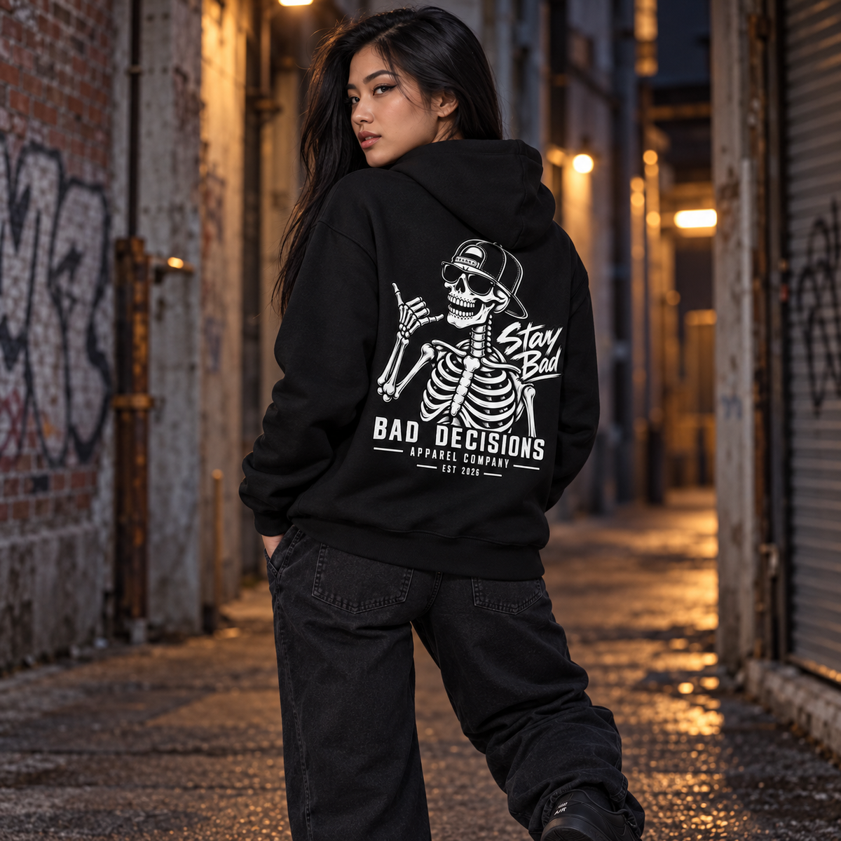 B.D. Bones Hoodie — "Stay Bad" Graphic Pullover