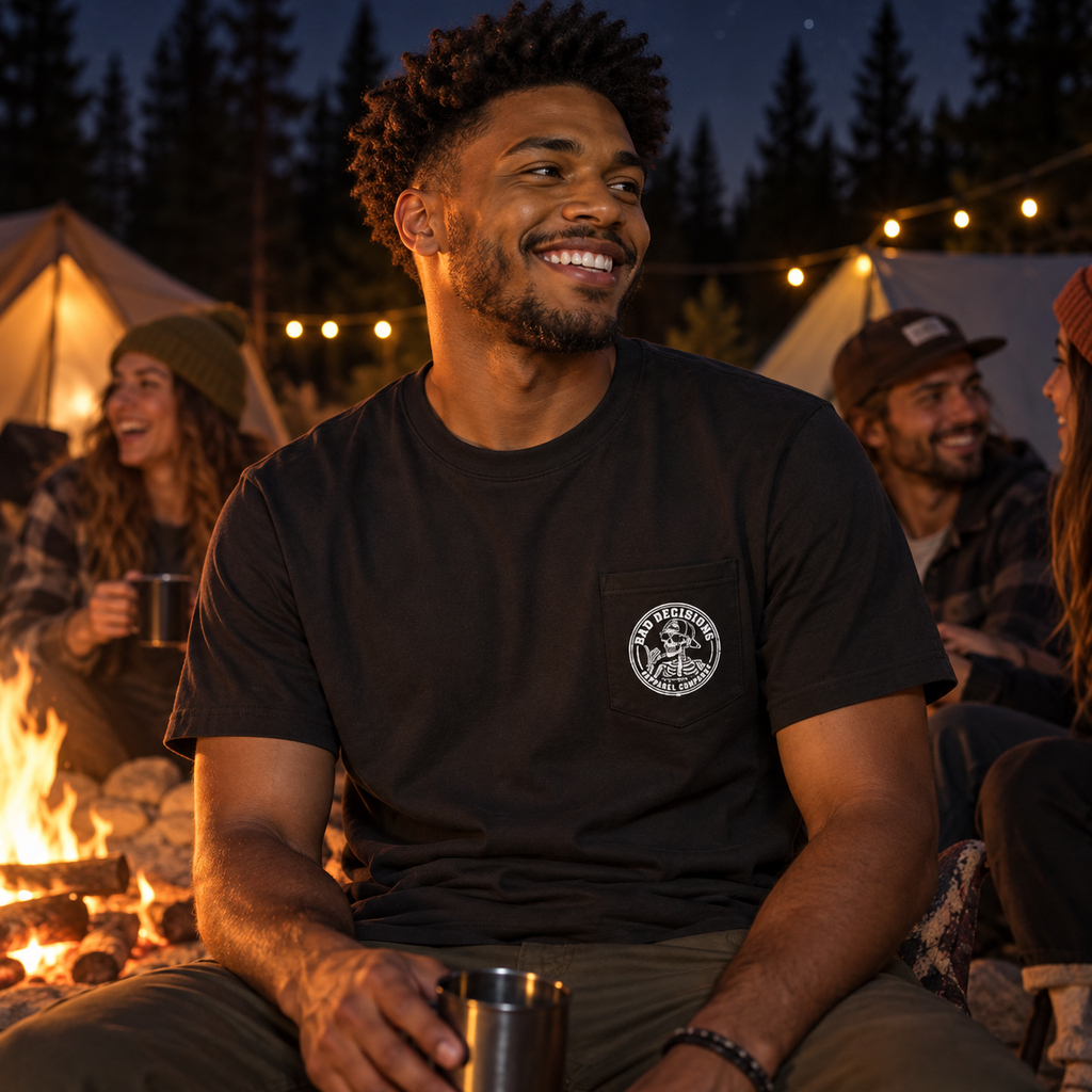 B.D. Bones Black Cotton Pocket Tee