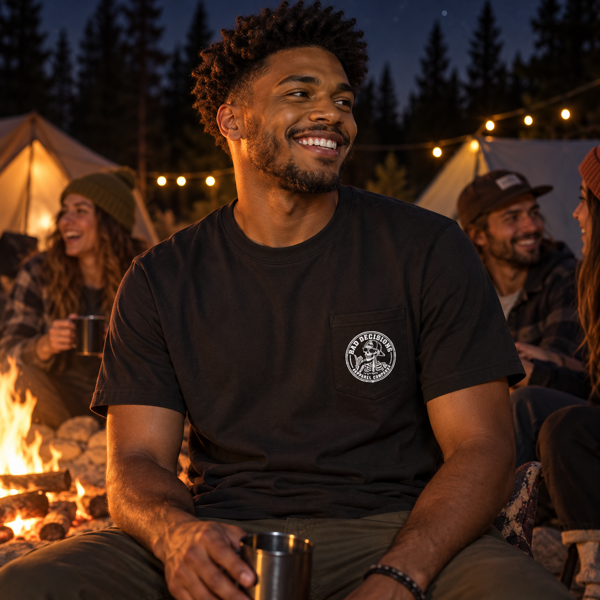 B.D. Bones Black Cotton Pocket Tee