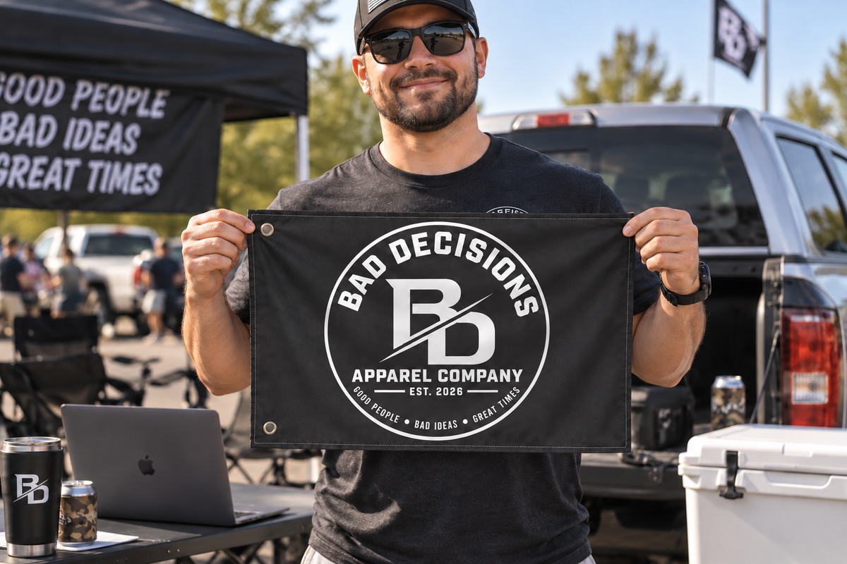 B.D. Bones Double-Sided Flag — “Doing Hoodrat Things With My Friends” Black Outdoor Banner