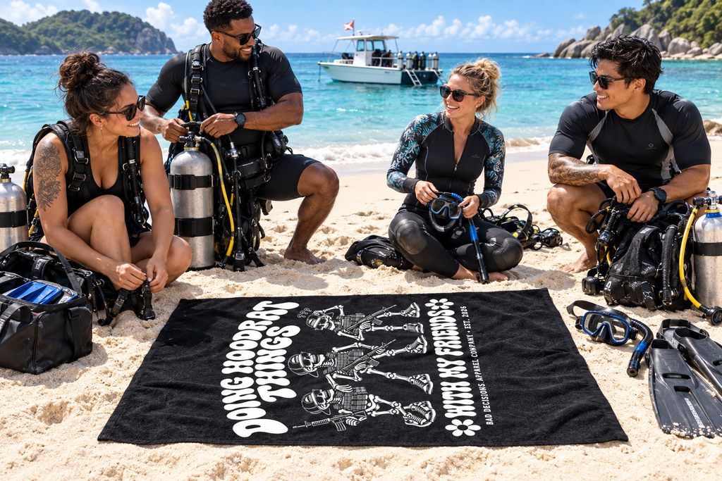 B.D. Bones Beach Towel - "Doing Hoodrat Things" Graphic Beach Towel