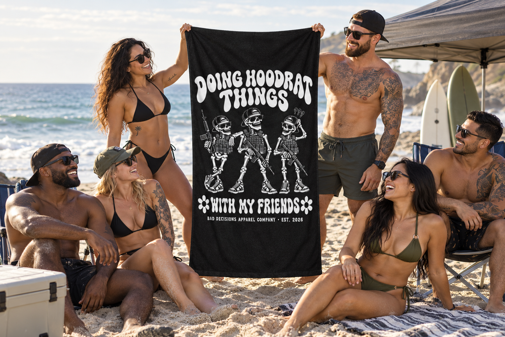 B.D. Bones Beach Towel - "Doing Hoodrat Things" Graphic Beach Towel